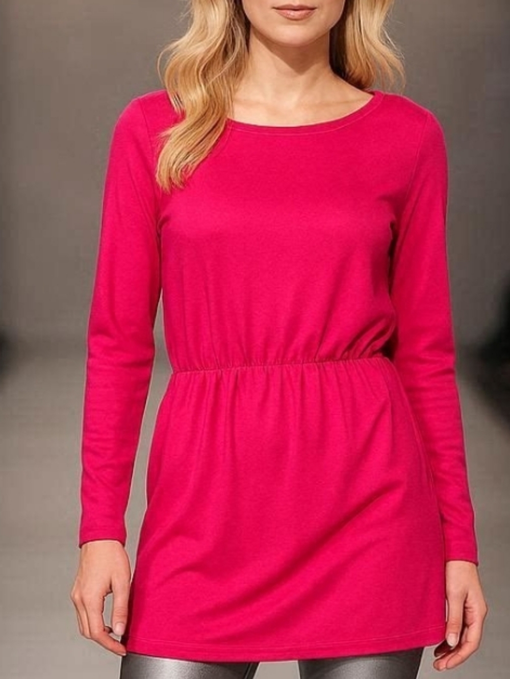 NWT Acevog Hot Pink Long Sleeve Cinched-Waist Tunic/Mini Dress size M